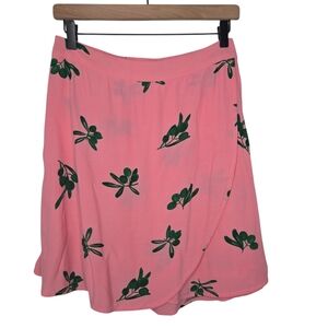 Fabienne Chapot Womens Preppy Pink Green Cherry Print Wrap Eyeland Skirt Small
